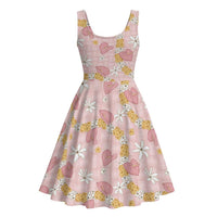 Hawaii Anthurium Tiare Pikake Lei Midi Dress Akala Lauhala Art Pattern LT01 - Polynesian Pride
