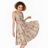 Hawaii Anthurium Tiare Pikake Lei Midi Dress Alani Lauhala Art Pattern LT01 - Polynesian Pride