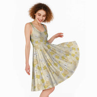 Hawaii Anthurium Tiare Pikake Lei Midi Dress Melemele Lauhala Art Pattern LT01 - Polynesian Pride