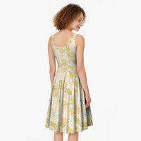 Hawaii Anthurium Tiare Pikake Lei Midi Dress Melemele Lauhala Art Pattern LT01 - Polynesian Pride