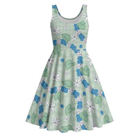 Hawaii Anthurium Tiare Pikake Lei Midi Dress Omaomao Lauhala Art Pattern LT01 Green - Polynesian Pride