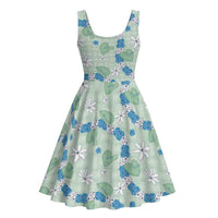 Hawaii Anthurium Tiare Pikake Lei Midi Dress Omaomao Lauhala Art Pattern LT01 - Polynesian Pride