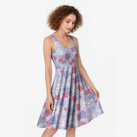 Hawaii Anthurium Tiare Pikake Lei Midi Dress Poni Lauhala Art Pattern LT01 - Polynesian Pride
