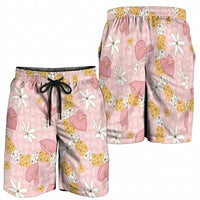 Hawaii Anthurium Tiare Pikake Lei Shorts for Men Akala Lauhala Art Pattern LT01 - Polynesian Pride
