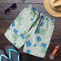 Hawaii Anthurium Tiare Pikake Lei Shorts for Men Omaomao Lauhala Art Pattern LT01 Green - Polynesian Pride