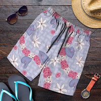 Hawaii Anthurium Tiare Pikake Lei Shorts for Men Poni Lauhala Art Pattern LT01 Purple - Polynesian Pride