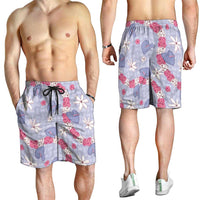 Hawaii Anthurium Tiare Pikake Lei Shorts for Men Poni Lauhala Art Pattern LT01 - Polynesian Pride