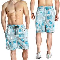 Hawaii Anthurium Tiare Pikake Lei Shorts for Men UliUli Lauhala Art Pattern LT01 - Polynesian Pride