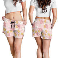 Hawaii Anthurium Tiare Pikake Lei Shorts for Women Akala Lauhala Art Pattern LT01 - Polynesian Pride
