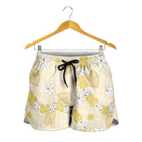Hawaii Anthurium Tiare Pikake Lei Shorts for Women Melemele Lauhala Art Pattern LT01 - Polynesian Pride