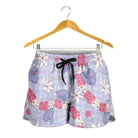 Hawaii Anthurium Tiare Pikake Lei Shorts for Women Poni Lauhala Art Pattern LT01 - Polynesian Pride
