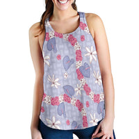 Hawaii Anthurium Tiare Pikake Lei Women Racerback Tank Poni Lauhala Art Pattern LT01 - Polynesian Pride
