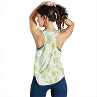 Hawaii Anthurium Tiare Pikake Lei Women Racerback Tank Sage Green Lauhala Art Pattern LT01 - Polynesian Pride