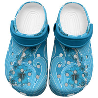 Hawaii Blue Hibiscus Pikake Lei Clogs Shoes - Polynesian Pride