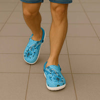 Hawaii Blue Hibiscus Pikake Lei Clogs Shoes - Polynesian Pride