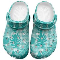 Hawaii Breadfruit Palaka Clogs Shoes Polu Opal Maile Lei LT9 Turquoise - Polynesian Pride