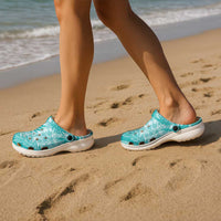 Hawaii Breadfruit Palaka Clogs Shoes Polu Opal Maile Lei LT9 - Polynesian Pride