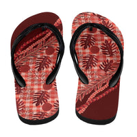 Hawaii Breadfruit Palaka Flip Flops Ulaula Maile Lei - Polynesian Pride
