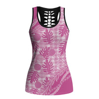 Hawaii Breadfruit Palaka Hollow Tank Top Omaomao Ulaula Maile Lei LT9 Female Pink - Polynesian Pride