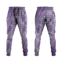 Hawaii Breadfruit Palaka Jogger Pants Poni Maile Lei LT9 Purple - Polynesian Pride
