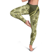Hawaii Breadfruit Palaka Leggings Omaomao Maile Lei - Polynesian Pride