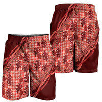Hawaii Breadfruit Palaka Shorts for Men Ulaula Maile Lei LT9 - Polynesian Pride