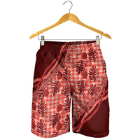 Hawaii Breadfruit Palaka Shorts for Men Ulaula Maile Lei LT9 - Polynesian Pride