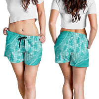 Hawaii Breadfruit Palaka Shorts for Women Polu Opal Maile Lei LT9 - Polynesian Pride