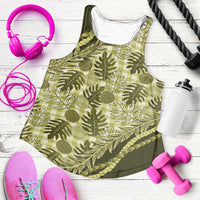 Hawaii Breadfruit Palaka Women Racerback Tank Omaomao Maile Lei LT9 Green - Polynesian Pride