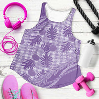 Hawaii Breadfruit Palaka Women Racerback Tank Poni Maile Lei LT9 Purple - Polynesian Pride