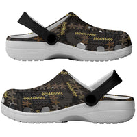 Hawaii Brown Plumeria Lei Black Clogs Shoes Frangipani Floral Heritage Art