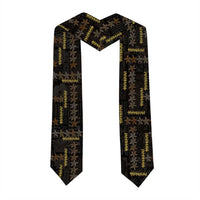 Hawaii Brown Plumeria Lei Black Graduation Stole Frangipani Floral Heritage Art LT01 - Polynesian Pride