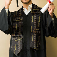 Hawaii Brown Plumeria Lei Black Graduation Stole Frangipani Floral Heritage Art LT01 - Polynesian Pride