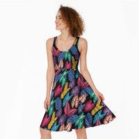 Hawaii Colorful Tropical Leaves Midi Dress LT01 - Polynesian Pride