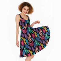 Hawaii Colorful Tropical Leaves Midi Dress LT01 - Polynesian Pride