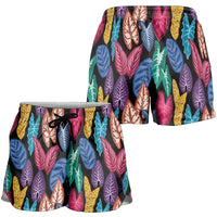 Hawaii Colorful Tropical Leaves Shorts for Women LT01 - Polynesian Pride