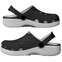 Hawaii DNA Kakau Tattoo Clogs Shoes with Plumeria and Hibiscus Tropical Plants Black Color
