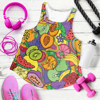 Hawaii Fruits Hippie Style Women Racerback Tank Vibrant Colorful LT01 Multicolor - Polynesian Pride