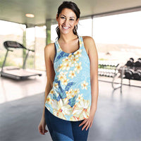 Hawaii Hibiscus Plumeria Blue Women Racerback Tank Polynesian Pattern LT01 - Polynesian Pride