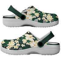 Hawaii Hibiscus Plumeria Green Clogs Shoes Polynesian Pattern LT01 - Polynesian Pride