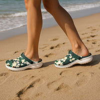 Hawaii Hibiscus Plumeria Green Clogs Shoes Polynesian Pattern LT01 - Polynesian Pride