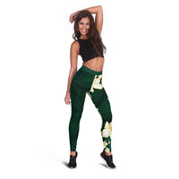 Hawaii Hibiscus Plumeria Green Leggings Polynesian Pattern LT01 - Polynesian Pride