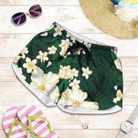 Hawaii Hibiscus Plumeria Green Shorts for Women Polynesian Pattern LT01 Green - Polynesian Pride