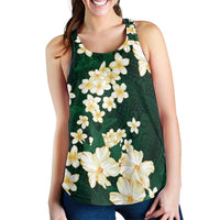 Hawaii Hibiscus Plumeria Green Women Racerback Tank Polynesian Pattern LT01 - Polynesian Pride