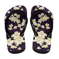 Hawaii Hibiscus Plumeria Purple Flip Flops Polynesian Pattern LT01 - Polynesian Pride