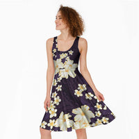 Hawaii Hibiscus Plumeria Purple Midi Dress Polynesian Pattern LT01 - Polynesian Pride