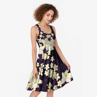 Hawaii Hibiscus Plumeria Purple Midi Dress Polynesian Pattern LT01 - Polynesian Pride