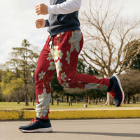 Hawaii Hibiscus Plumeria Red Jogger Pants Polynesian Pattern LT01 - Polynesian Pride