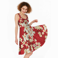 Hawaii Hibiscus Plumeria Red Midi Dress Polynesian Pattern LT01 - Polynesian Pride