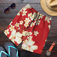 Hawaii Hibiscus Plumeria Red Shorts for Men Polynesian Pattern LT01 Red - Polynesian Pride
